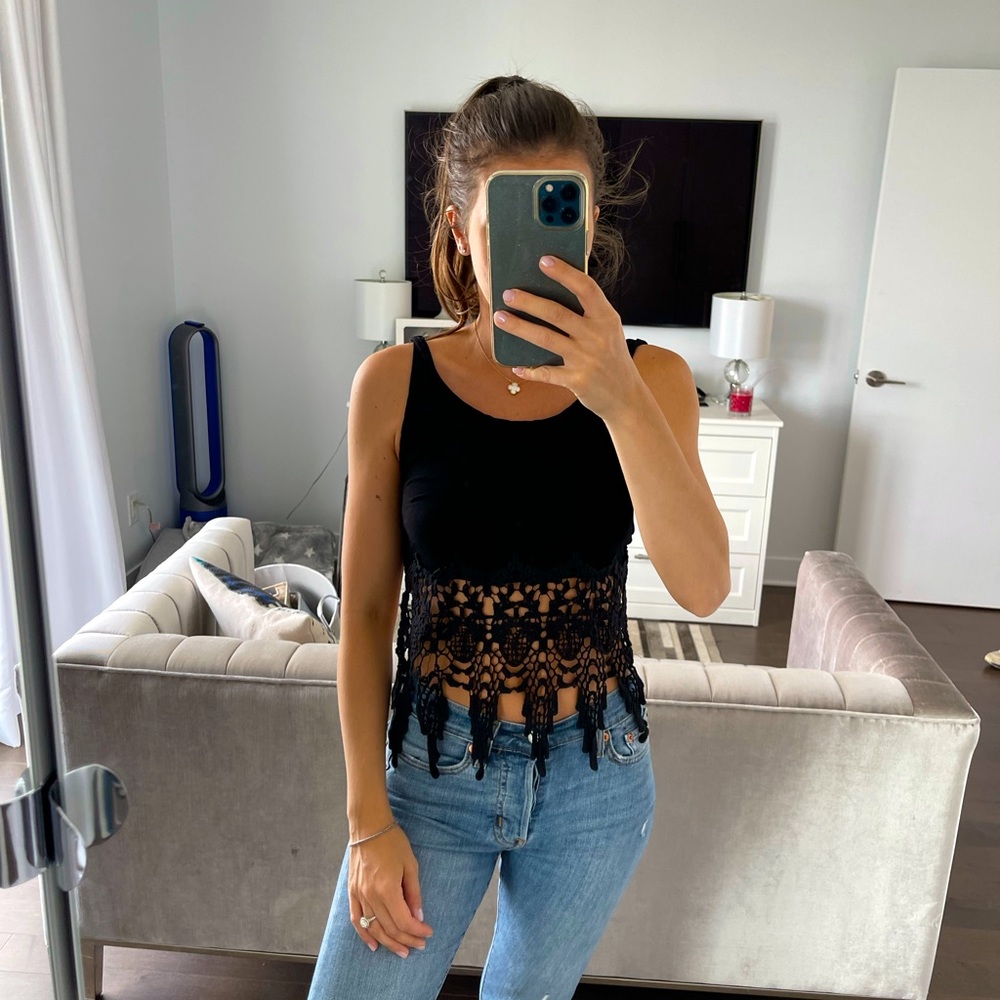 Black lace crop.
